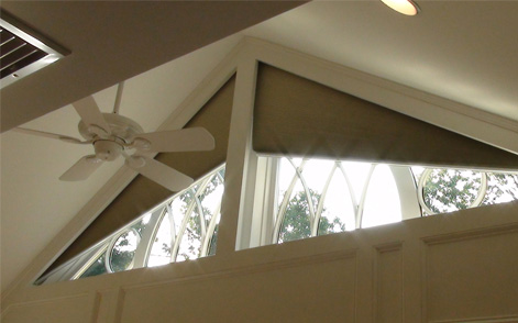 Motorized Angled Cellular Shade Open